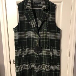Marc New York Green Plaid Sleeveless Vest